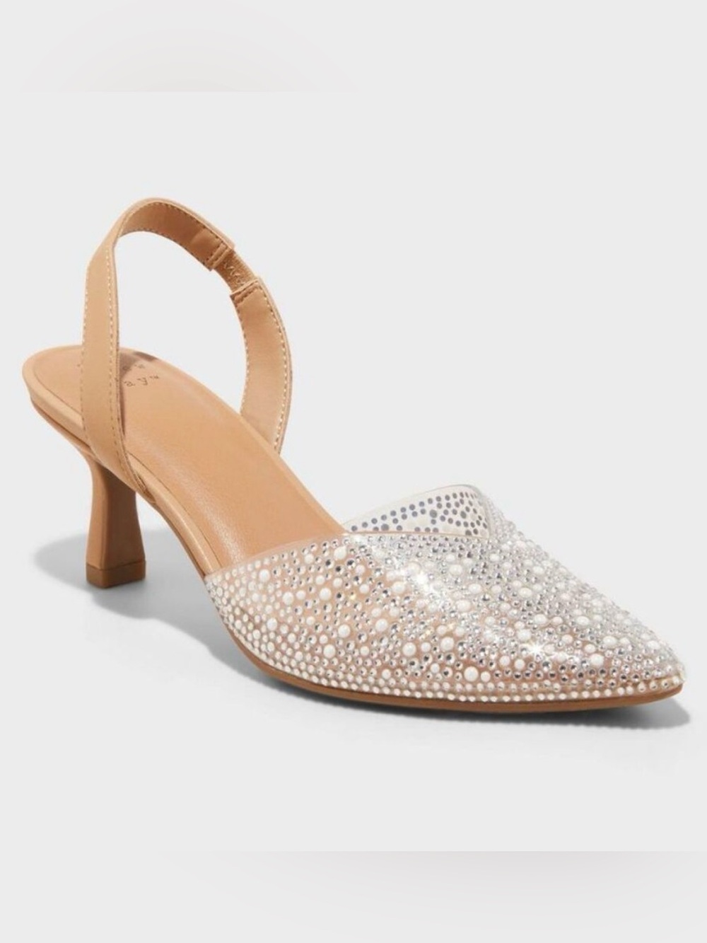 A New Day Women's Isabel Jewel Embellished Slingback Kitten Pumps Clear Size 7.5